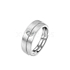 S925 Silver Matte Heart Zircon Couple Rings Adjustable Size Gift LI6253-1