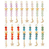 15Pcs 5 Colors Natural Carnelian & Green Aventurine & Rose Quartz & Amethyst & Apatite Faceted Round Beaded Pendants PALLOY-CA00041-1