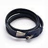 3-Loop Cowhide Leather Wrap Bracelets BJEW-F173-05-2