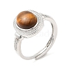 Natural Gemstone Oval Adjustable Ring RJEW-A020-01P-5