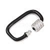 Oval Brass Micro Pave Clear Cubic Zirconia Screw Carabiner Clasps KK-B167-01B-P-3