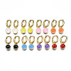 Brass Enamel Huggie Hoop Earrings EJEW-T014-37G-NF-1