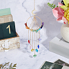 Chakra Natural & Synthetic Gemstone Chips & Brass Ring Hanging Suncatchers HJEW-BM00074-4