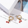Alloy Enamel Cherry Dangle Hoop Earrings EJEW-JE04833-2