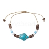 3Pcs Ocean Theme Starfish Turtle Synthetic Turquoise & Coconut Braided Bead Bracelet Sets BJEW-JB11463-3