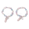 2Pcs 2 Style Natural Mixed Gemstone Chips Stretch Bracelets Set BJEW-JB11066-1