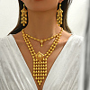 Vintage Luxury Alloy Rhombus Tassel Necklaces & Earrings Sets for Women's Party Wedding TD7149-3