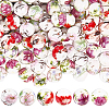 Handmade Flower Printed Porcelain Ceramic Beads PORC-LT0001-12B-1