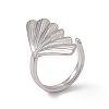 304 Stainless Steel Shell Shape Cuff Ring for Women RJEW-C045-25P-1
