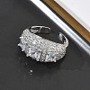 Brass Micro Pave Cubic Zirconia Cuff Open Rings for Women RJEW-L343-13P-03-3