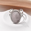 Oval Natural Rose Quartz Finger Rings RJEW-M062-02P-15-4