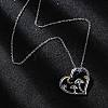 Brass Blue Cubic Zirconia Mushroom Heart Pendant Necklaces for Women NJEW-C067-01P-3