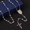 Non-Tarnish Crucifix Cross Stainless Steel Rosary Bead Necklaces LS-NJEW-O096-27-1
