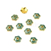 6-Petal Alloy Enamel Bead Caps ENAM-WH0063-02D-2