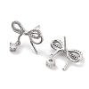 Bowknot Brass Micro Pave Clear Cubic Zirconia Stud Earrings EJEW-L293-001P-2