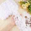 5 Yards 3-Layer Pleated Polyester Chiffon Lace Trim OCOR-WH0082-01A-3
