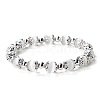 White Cat Eye Round Beaded Stretch Bracelets for Women JT2459-17-1