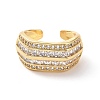 Cubic Zirconia Multi Lines Open Cuff Ring RJEW-P035-08G-05-2