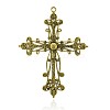 Latin Cross Antique Golden Plated Alloy Rhinestone Big Pendants RB-J144-26AG-2