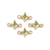 Brass Pave Glass Rhombus Links Connector Charms GLAA-Q088-001I-1