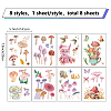 8 Sheets 8 Styles PVC Waterproof Wall Stickers DIY-WH0345-080-2