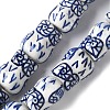 Handmade Blue and White Porcelain Ceramic Beads Strands PORC-L018-03A-1