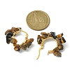 Natural Tiger Eye Chips Braided Hoop Earrings EJEW-JE04940-07-2