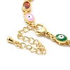 Enamel Evil Eye & Glass Oval Link Chain Bracelet BJEW-G663-01G-01-4