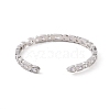 Cubic Zirconia Heart & Rectangle Open Cuff Bangle BJEW-F445-02P-02-3