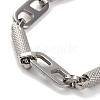 201 Stainless Steel Column and Oval Links Necklace NJEW-F222-21P-3