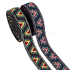 6 Yards 2 Colors Ethnic Style Embroidery Flat Polyester Elastic Triangle Jacquard Cord/Band OCOR-BC0007-68-1