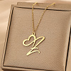 304 Stainless Steel Heart Initial Pendant Necklaces for Women Men FS-WG51A4F-20-1