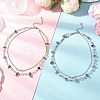 2Pcs 2 Styles Natural Amethyst Chip & Glass & 304 Stainless Steel Handmade Link Chain Double Layer Necklaces for Women NJEW-JN05363-1