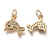 Brass Micro Pave Clear Cubic Zirconia Charms ZIRC-C020-50G-2
