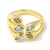 Real 18K Gold Plated Brass Micro Pave Clear Cubic Zirconia Open Cuff Rings RJEW-G303-01B-G-2