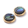 Abalone Shell/Paua Shell Copper Wire Wrapped Flat Round Cabochons PALLOY-JF00418-01-2