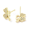 Brass Micro Pave Clear Cubic Zirconia Stud Earrings for Women EJEW-S217-D08-2