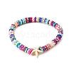 7Pcs 7 Colors Handmade Plum Polymer Clay & Synthetic Turquoise Beads Stretch Bracelets for Women BJEW-JB11537-3