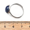 Half Round Natural Lapis Lazuli Finger Rings RJEW-M062-01P-28-3