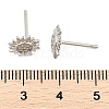 Brass Micro Pave Clear Cubic Zirconia Stud Earrings EJEW-R016-26P-08-5