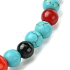 Synthetic Turquoise & Natural Black Onyx & Natural Zebra Jasper & Natural & Dyed Malaysia Jade & Natural Carnelian Stretch Bracelets BJEW-JB11474-5