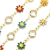 Brass Enamel Daisy Link Chains CHC-G024-03G-1