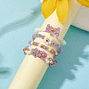 4Pcs 4 Style Glass Seed Beaded Stretch Finger Rings RJEW-JR00661-02-3
