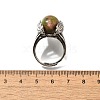 Natural Unakite Wings Adjustable Rings RJEW-K241-04AS-11-5