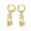 Palm with Horse Eye Real 18K Gold Plated Brass Dangle Hoop Earrings EJEW-Q797-21G-01-1