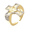 Brass Micro Pave Clear Cubic Zirconia Cuff Rings RJEW-U035-02GP-01-4