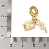 Rack Plating Brass Pink Enamel European Dangle Charms KK-P279-42G-3