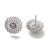 Brass Micro Pave Cubic Zirconia Stud Earrings for Women EJEW-U026-01P-1