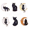 6Pcs 6 Style Moon Phase Cat Enamel Pins JBR079A-1