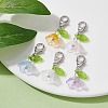 5Pcs Flower & Leaf Acrylic Pendant Decorations HJEW-JM01365-01-4